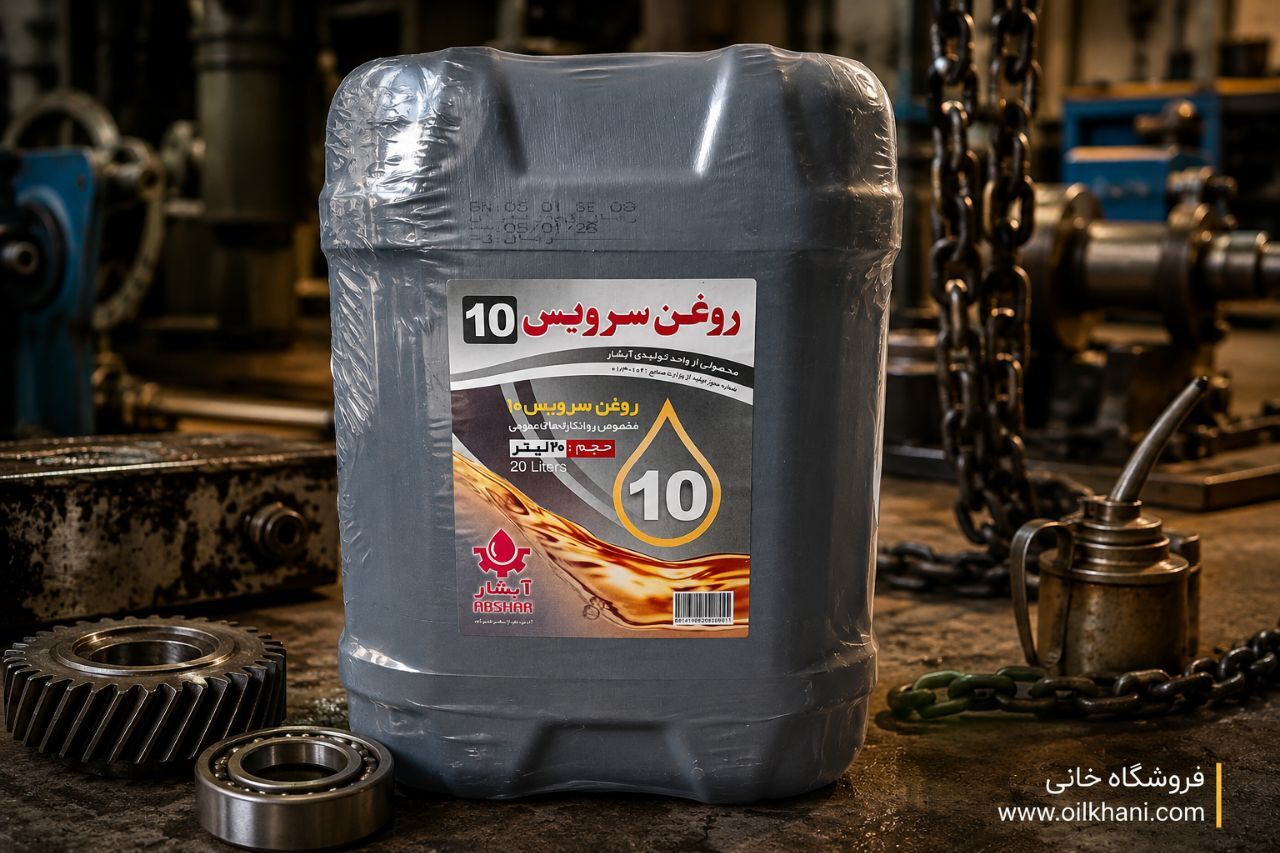  روغن سرویسکاری 10 آبشار بیست لیتری مناسب روانکاری زنجیر، بلبرینگ و قطعات صنعتی در فروشگاه خانی 